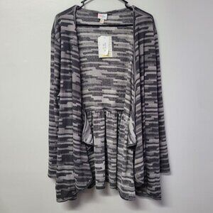 Lularoe Nanette Wrapp Cardigan Pleated Back Gray Womens Plus 3XL Soft‎ Tags Fall